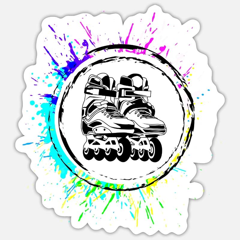 Inline skates icon Bunt - Sticker Größe S (10 x 10 cm) - Mattweiß