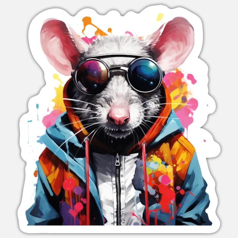 Rongeur - Sticker taille S (10 x 10 cm) - blanc mat