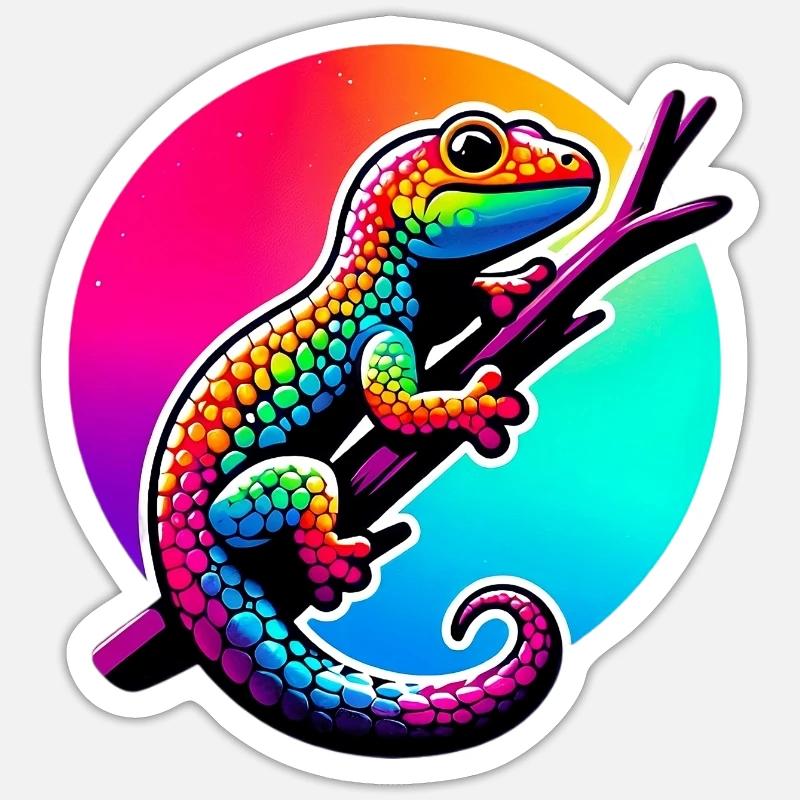 Gecko - Sticker taille S (10 x 10 cm) - blanc mat