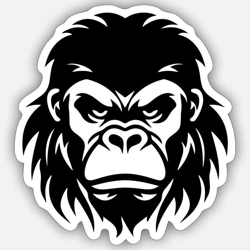 Tête de gorille - Sticker taille S (10 x 10 cm) - blanc mat