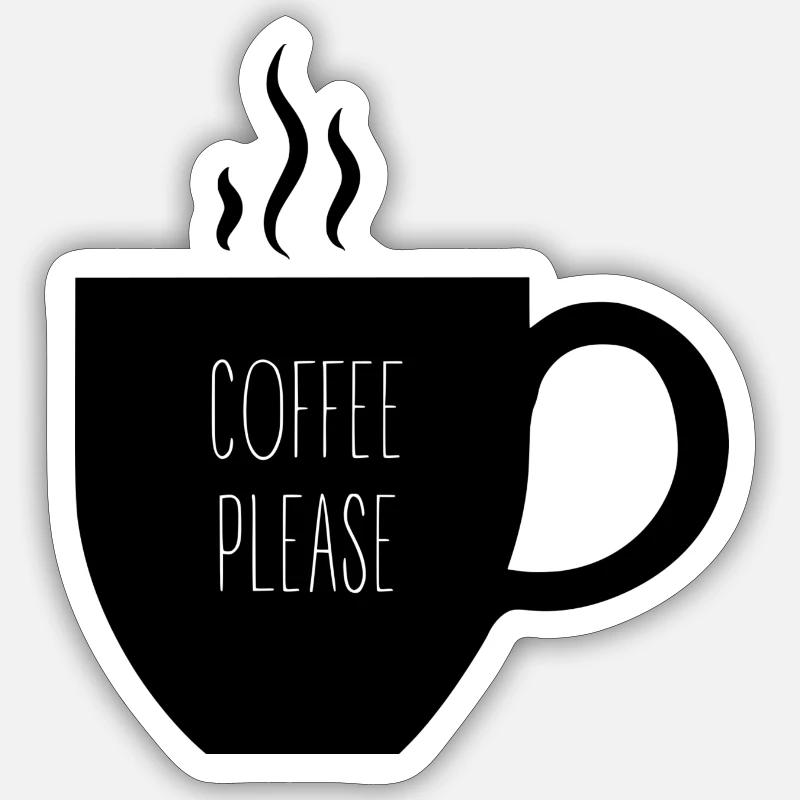 Café - Sticker taille S (10 x 10 cm) - blanc mat