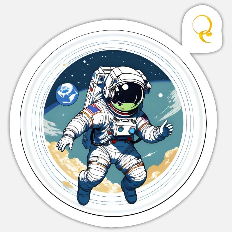 ASTRONAUTE DANS L’ESPACE - Sticker taille S (10 x 10 cm) - blanc mat