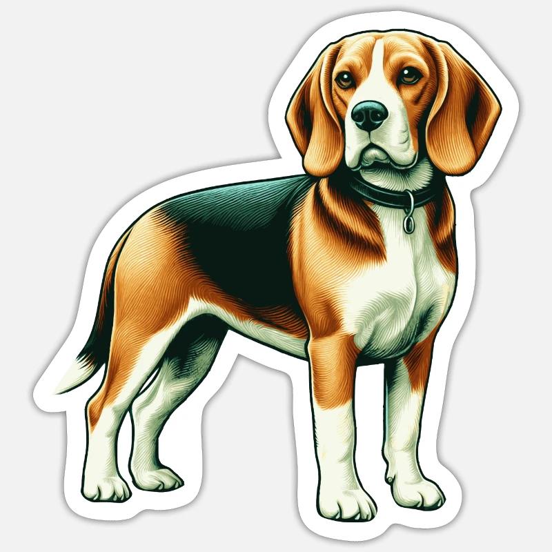 Beagle - Sticker Größe S (10 x 10 cm) - Mattweiß