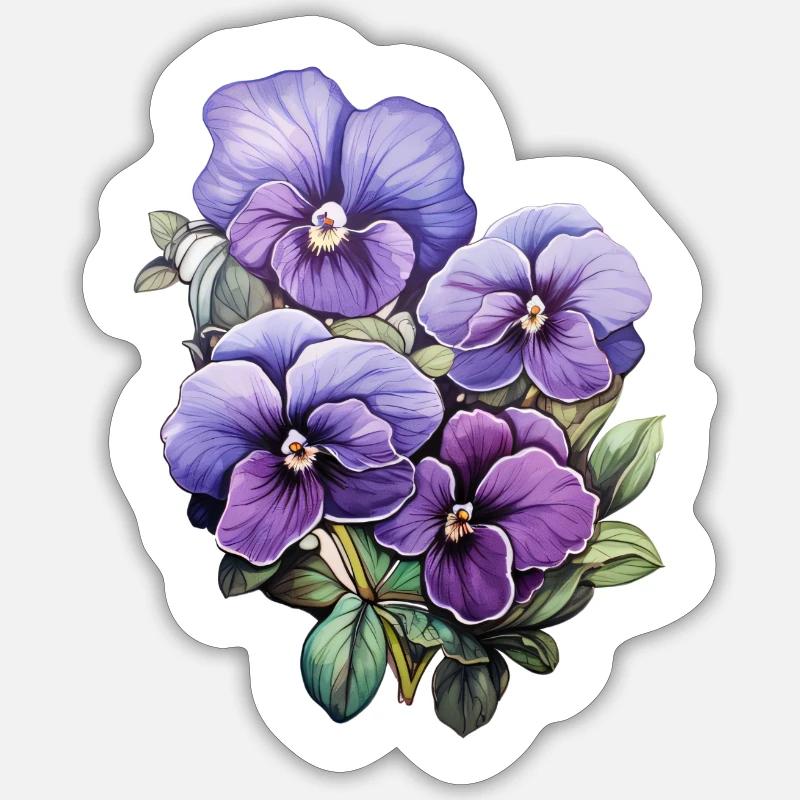 Pensée - Sticker taille S (10 x 10 cm) - blanc mat