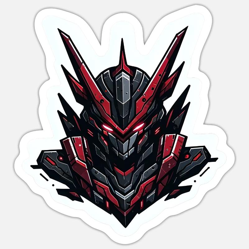 Kampfmech Cyber Mech-Krieger-Emblem Sci-Fi-Roboter Sticker Größe S (10 x 10 cm)