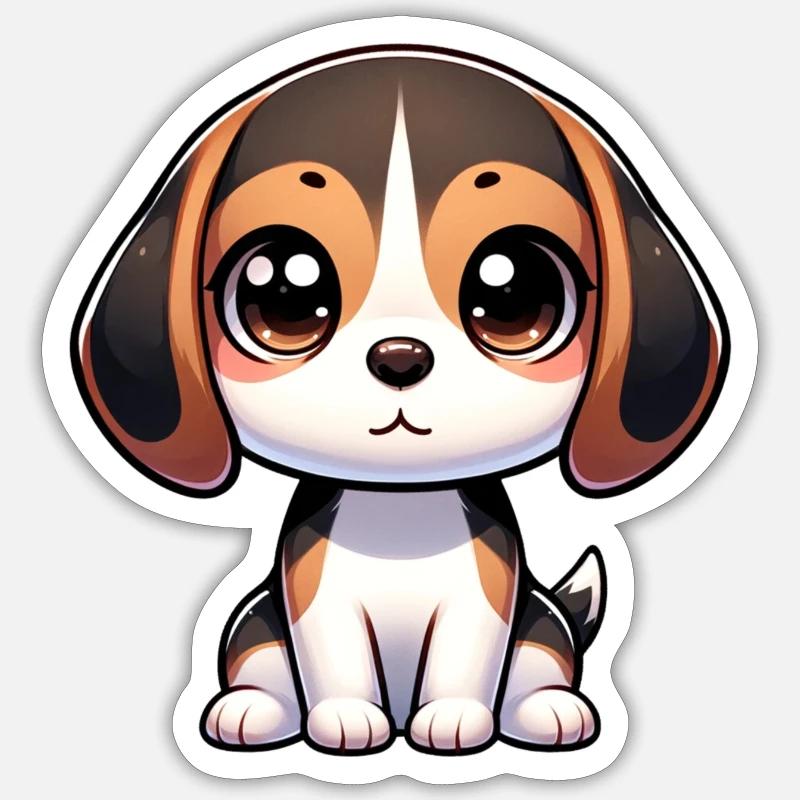 Illustration numérique de mignon Beagle Sticker taille S (10 x 10 cm)