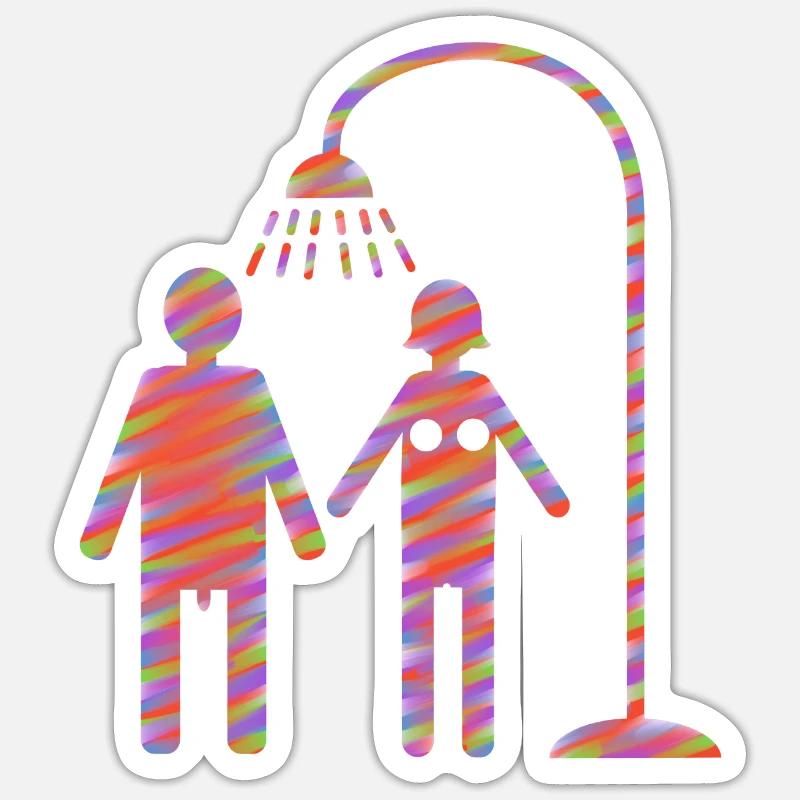 Douches dans la douche - Sticker taille S (10 x 10 cm) - blanc mat