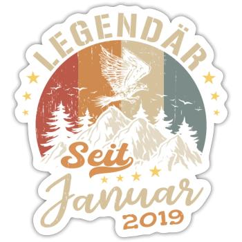 Légendaire depuis l'anniversaire de janvier 2019 - Sticker taille S (10 x 10 cm) - blanc mat - Devant