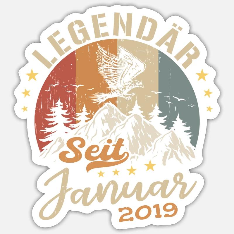 Legendär seit Januar 2019 Geburtstag - Sticker Größe S (10 x 10 cm) - Mattweiß
