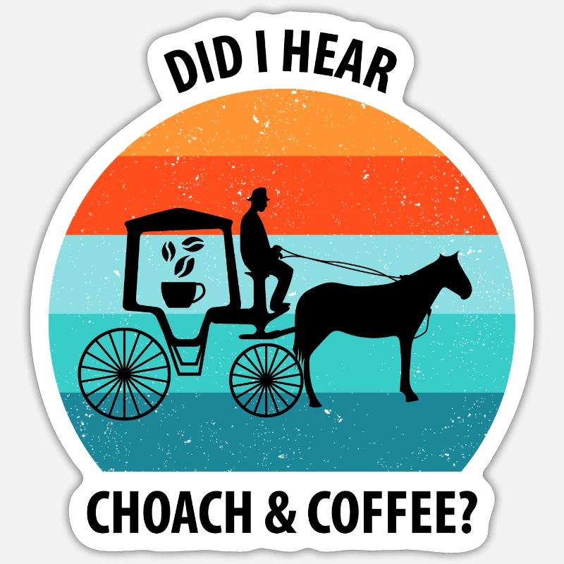 Cocher Calèche Calèche Café - Sticker taille S (10 x 10 cm) - blanc mat