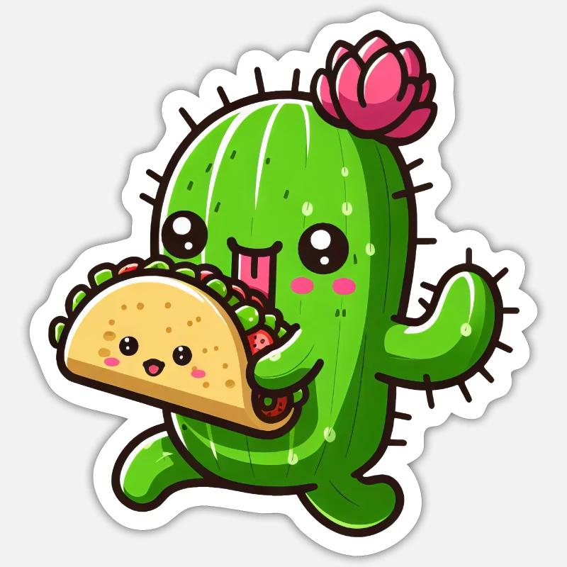 Cute Cactus Taco Comic Design Sticker size S (10 x 10 cm)