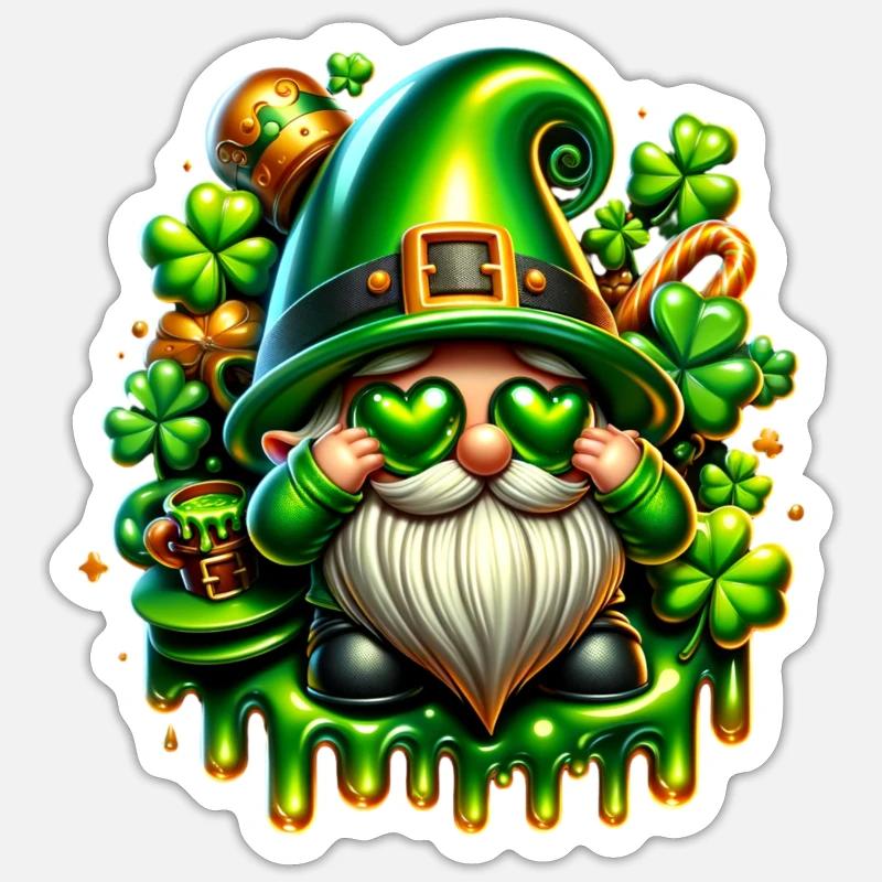 St.Patricks Day - Gnome Sticker Größe S (10 x 10 cm)