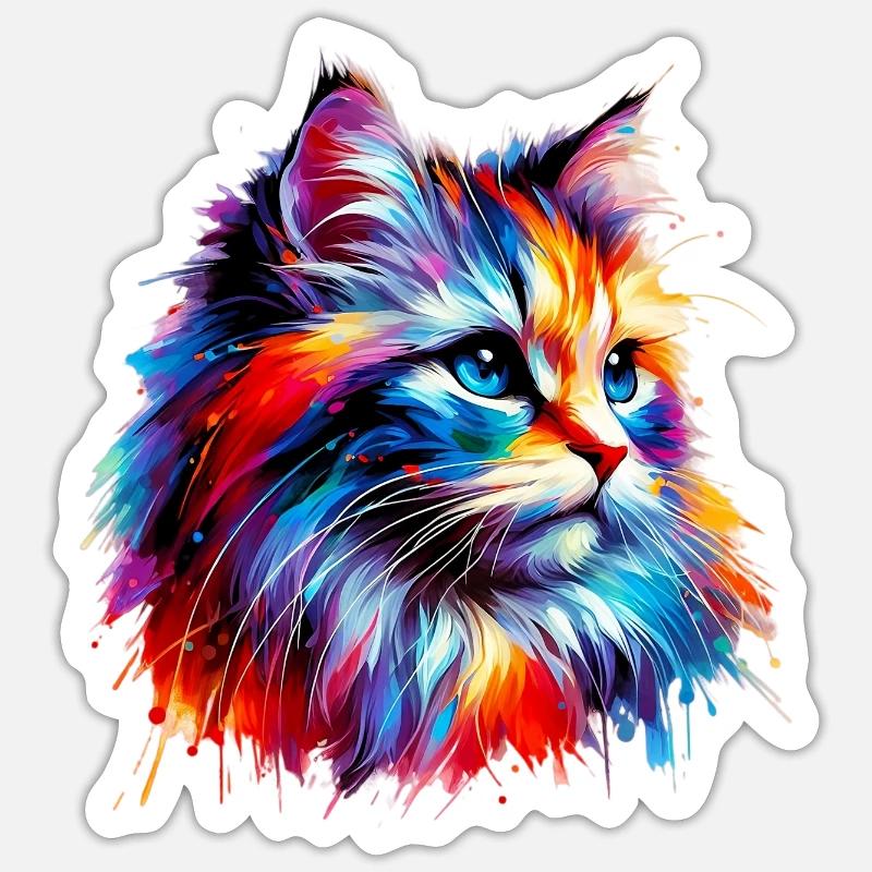 Chat - Sticker taille S (10 x 10 cm) - blanc mat