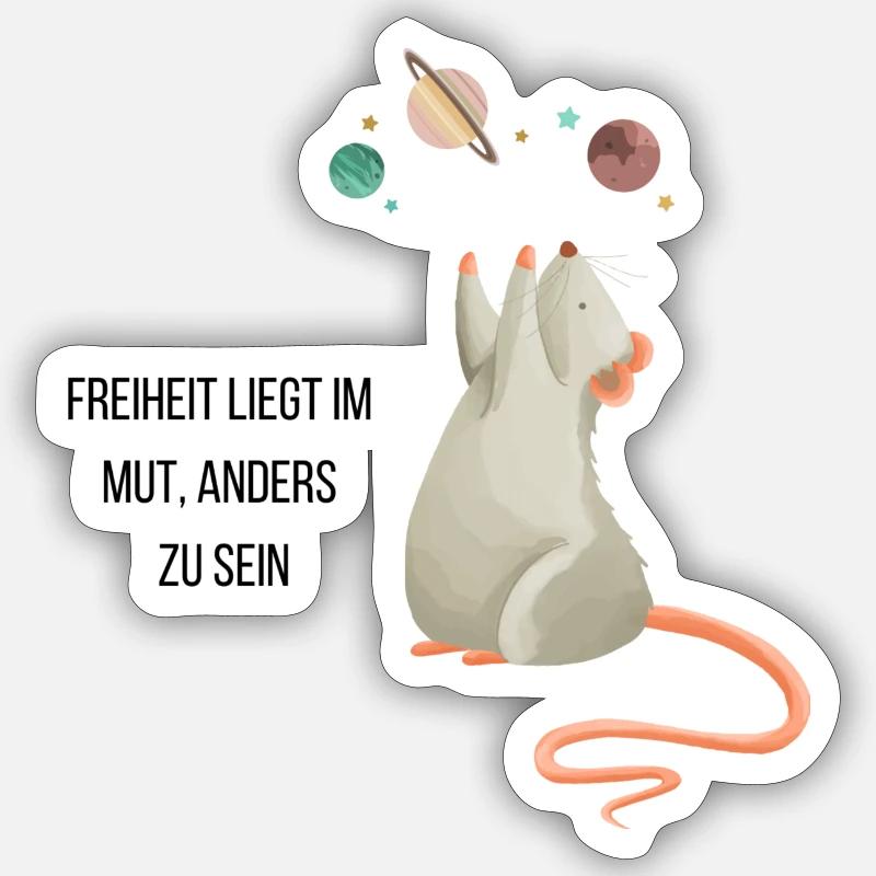 Souris de l’espace - Sticker taille S (10 x 10 cm) - blanc mat
