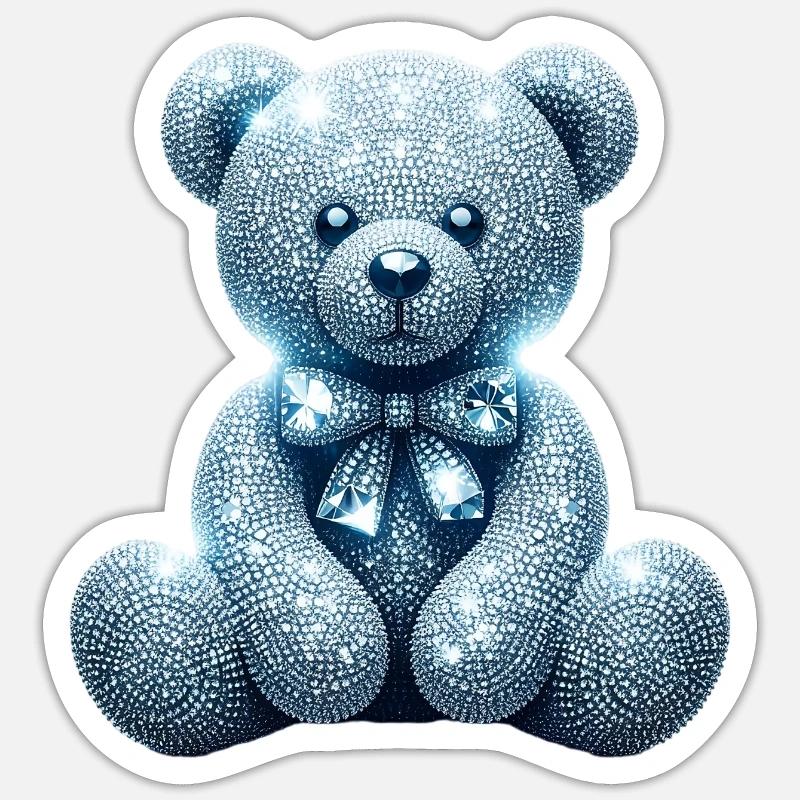 Crystal Bear Diamant Diamanten - Sticker Größe S (10 x 10 cm) - Mattweiß
