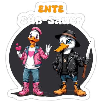 Ente Süß - Sauer - Sticker Größe S (10 x 10 cm) - Mattweiß - Vorne