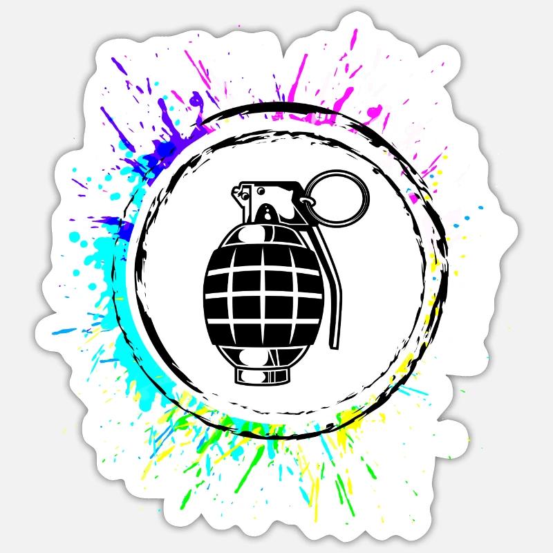 Granate waffe icon - Sticker Größe S (10 x 10 cm) - Mattweiß