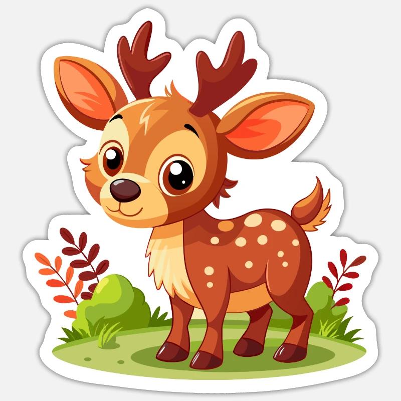 Mignon bébé orignal - Sticker taille S (10 x 10 cm) - blanc mat