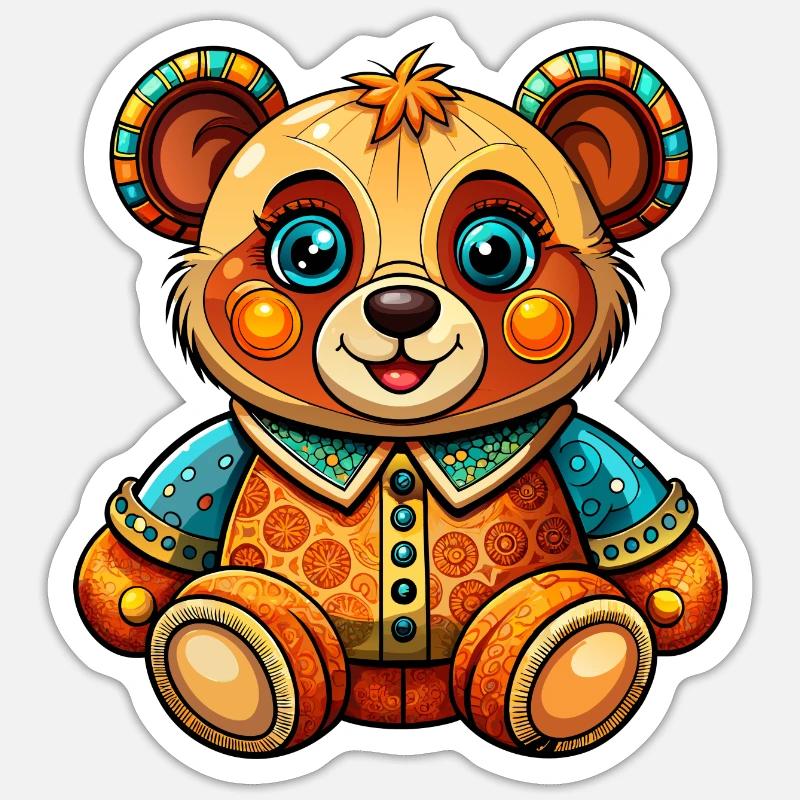 Süßer Teddy - Sticker Größe S (10 x 10 cm) - Mattweiß