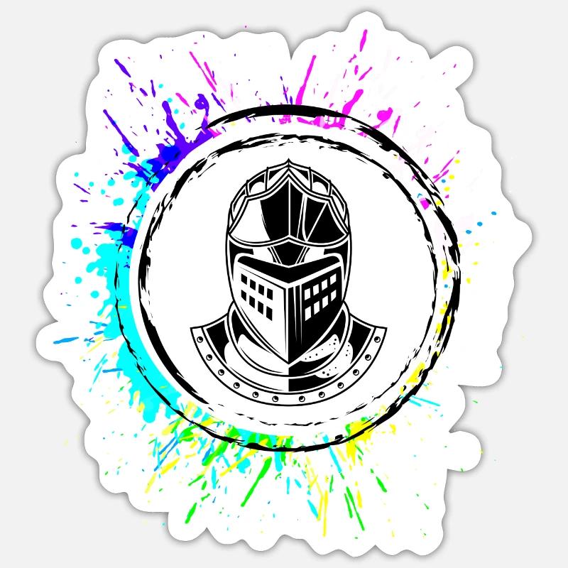 Ritter Helm - Sticker Größe S (10 x 10 cm) - Mattweiß