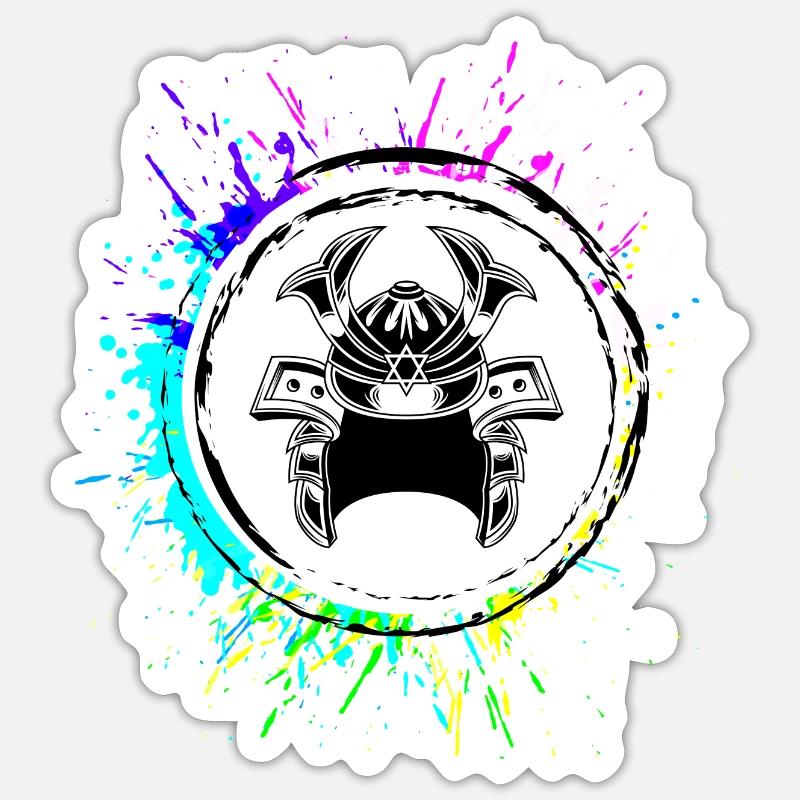 Samurai Helm - Sticker Größe S (10 x 10 cm) - Mattweiß