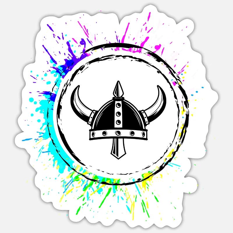 Wikinger Helm - Sticker Größe S (10 x 10 cm) - Mattweiß