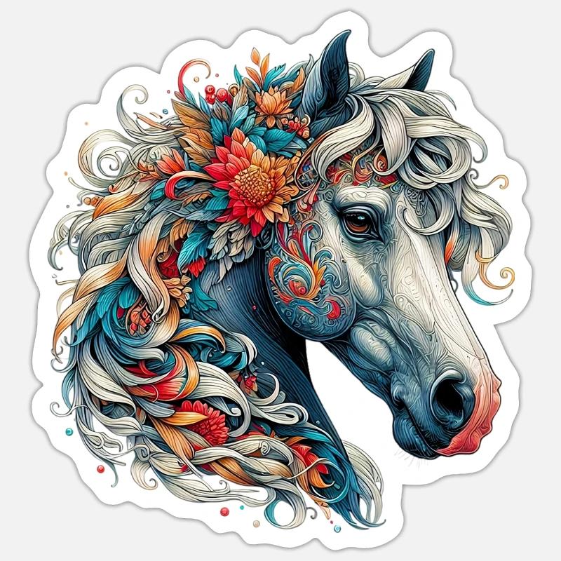 Pferd - Sticker Größe S (10 x 10 cm) - Mattweiß