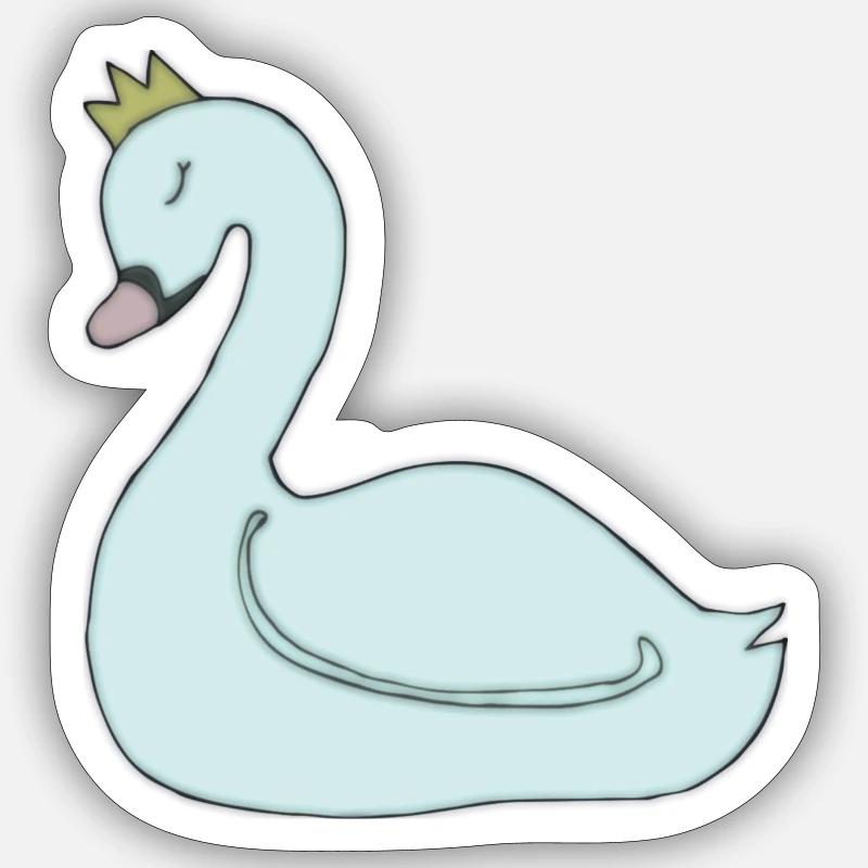 Swan light blue - Sticker size S (10 x 10 cm) - white matte