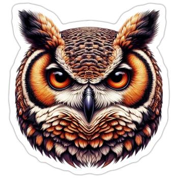 Owl - Sticker size S (10 x 10 cm) - white matte - Front