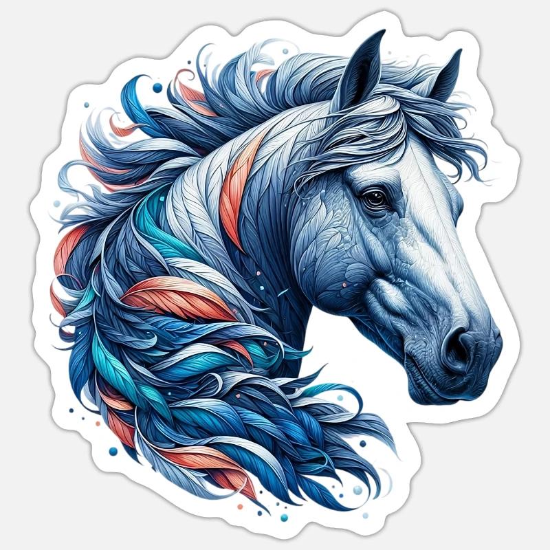 Cheval - Sticker taille S (10 x 10 cm) - blanc mat