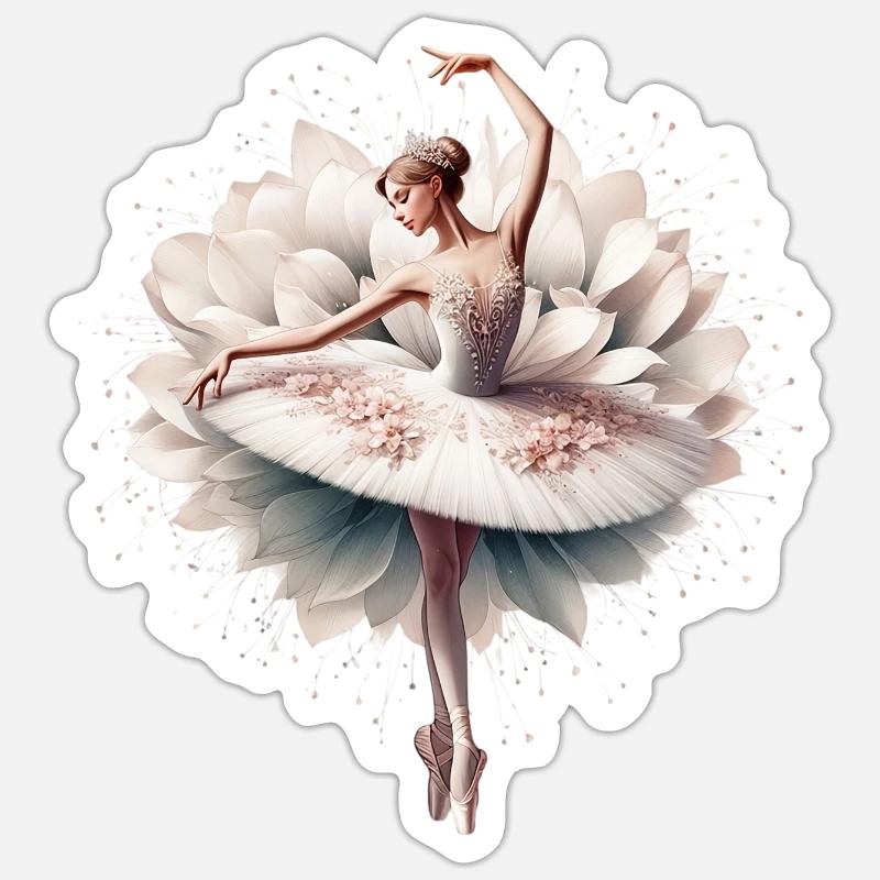 Ballet dancer with tutu - Sticker size S (10 x 10 cm) - white matte