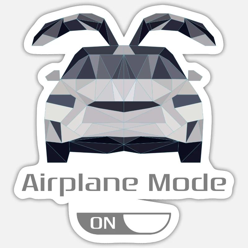 Low Poly Auto en mode avion Sticker taille S (10 x 10 cm)
