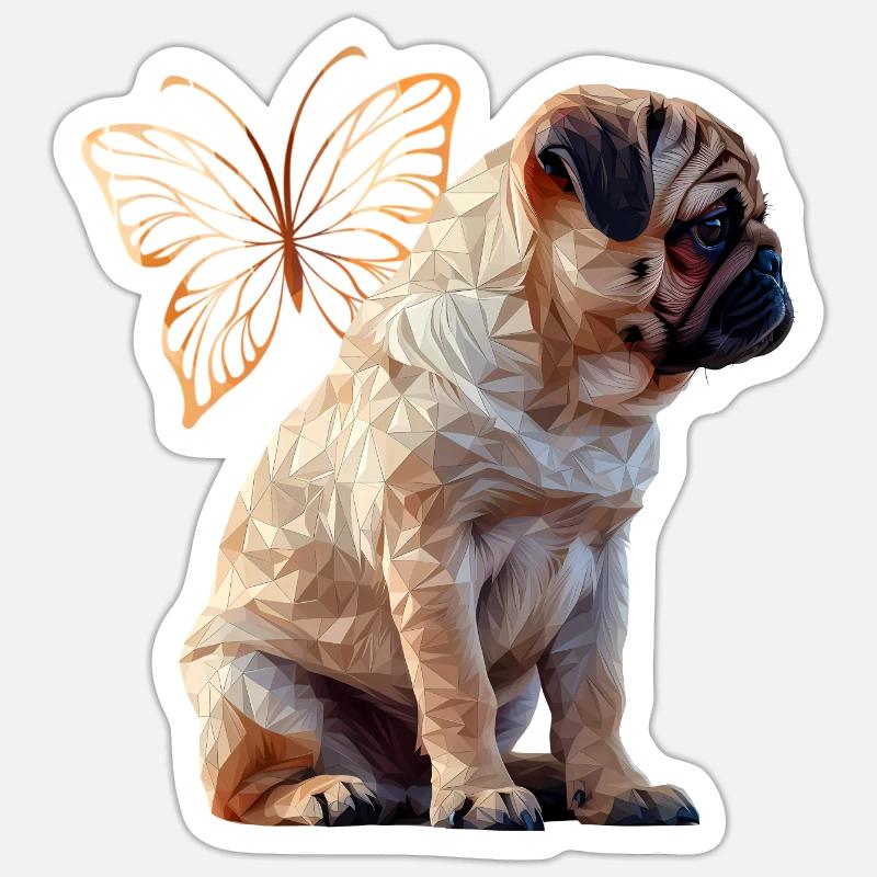 Mops Sticker Größe S (10 x 10 cm)