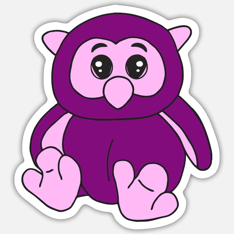 Süße lila Eule - Sticker Größe S (10 x 10 cm) - Mattweiß