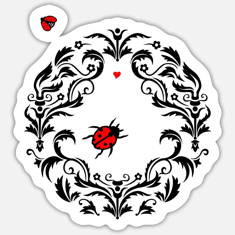 Ornament with ladybug - Sticker size S (10 x 10 cm) - white matte