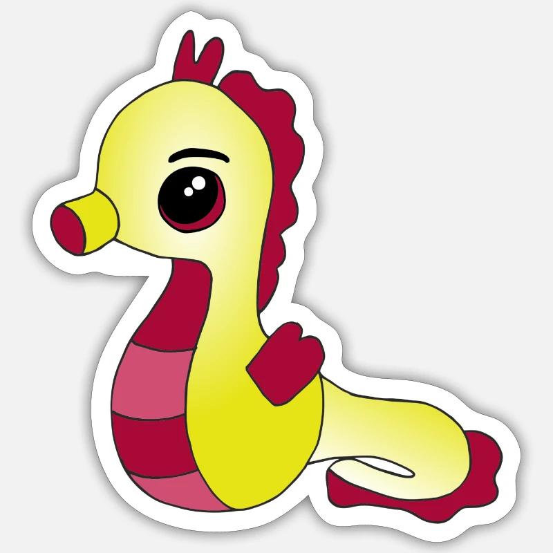 Knuffiges Seepferdchen - Sticker Größe S (10 x 10 cm) - Mattweiß