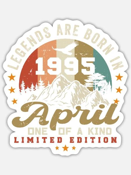 April 1995 Jahrgang geboren Vintage Geburtstag - Sticker Größe S (10 x 10 cm) - Mattweiß