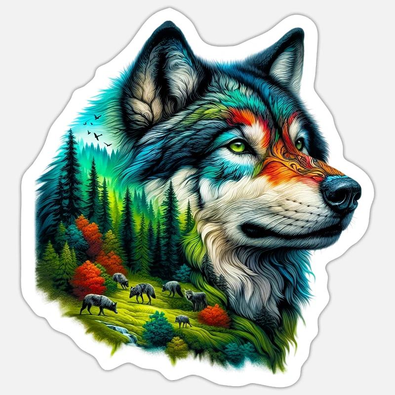 Loup - Sticker taille S (10 x 10 cm) - blanc mat