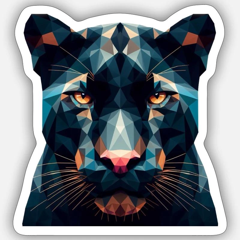 Une panthère dans le style polygonal Sticker taille S (10 x 10 cm)