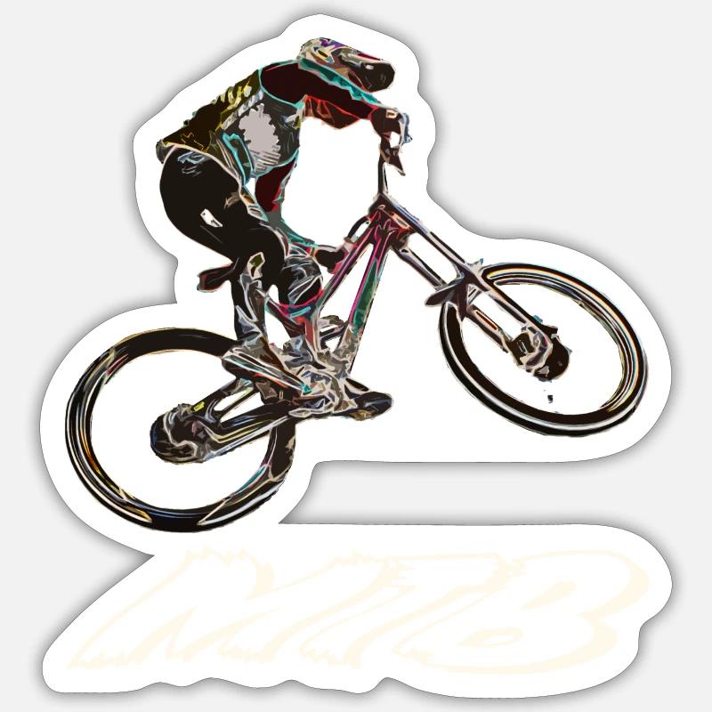 MTB Abfahrt - Sticker Größe S (10 x 10 cm) - Mattweiß