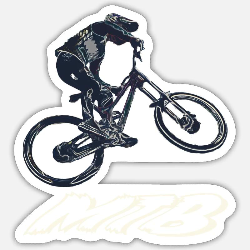 vtt descente - Sticker taille S (10 x 10 cm) - blanc mat