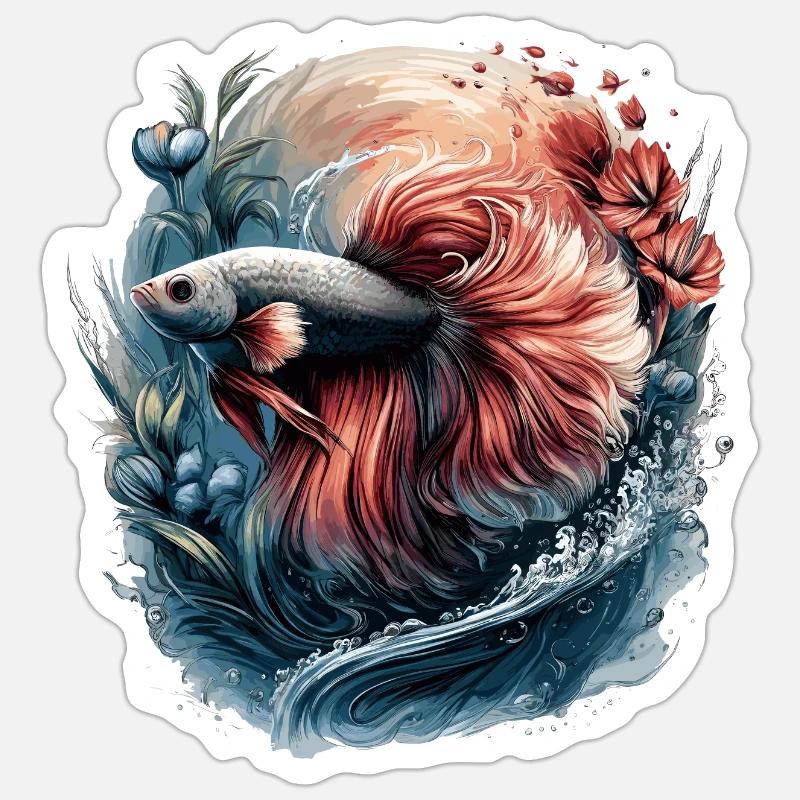 Betta Splendens, Betta Fish Aquarium, Bettafan - Sticker size S (10 x 10 cm) - white matte