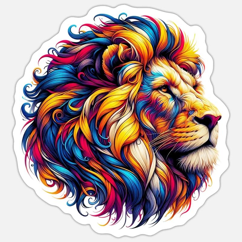 Löwe - Sticker Größe S (10 x 10 cm) - Mattweiß