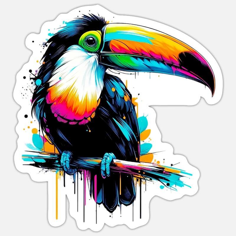 Toucan - Sticker taille S (10 x 10 cm) - blanc mat