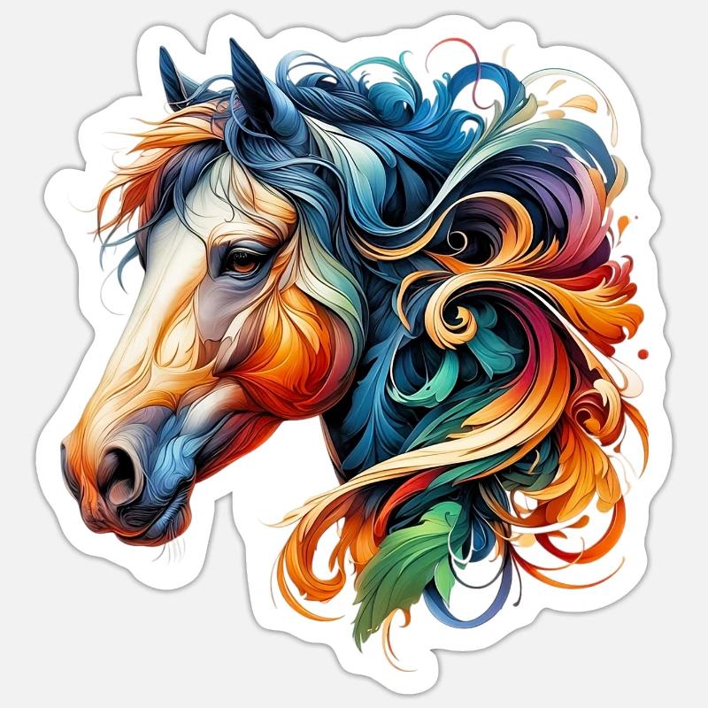 Cheval - Sticker taille S (10 x 10 cm) - blanc mat