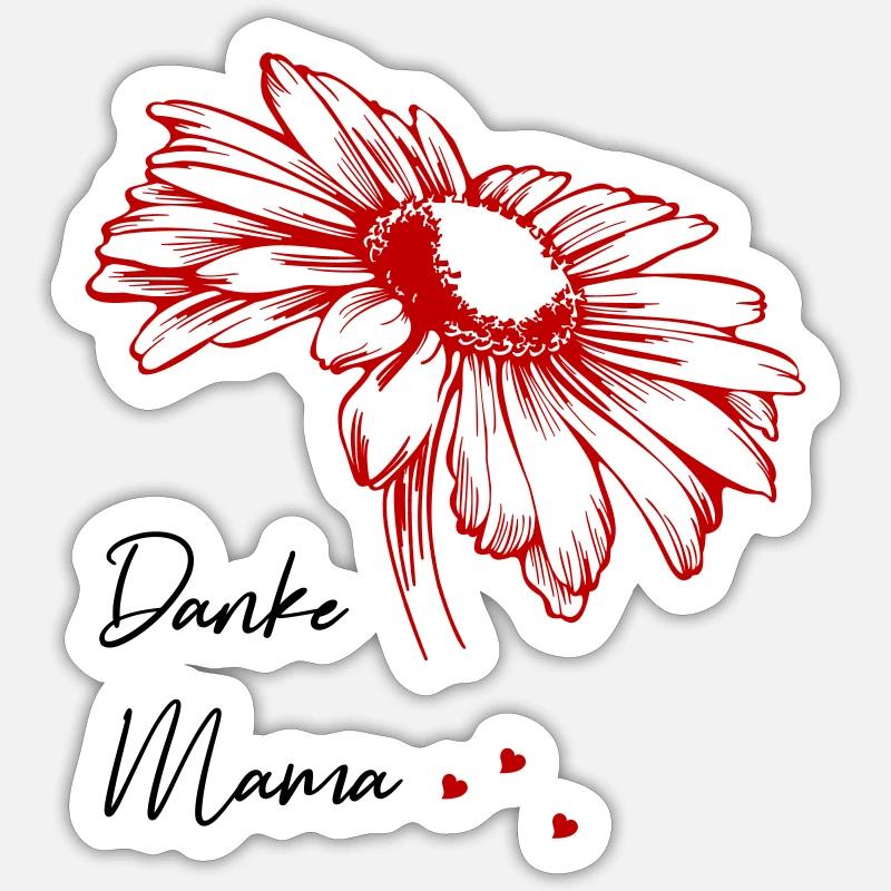 Muttertag Danke Mama - Sticker Größe S (10 x 10 cm) - Mattweiß