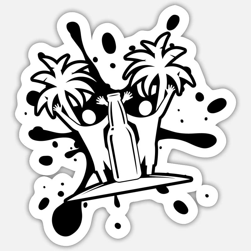 Drinking Beach Party - Sticker Größe S (10 x 10 cm) - Mattweiß