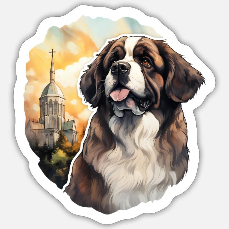 Saint-Bernard devant l’église Sticker taille S (10 x 10 cm)