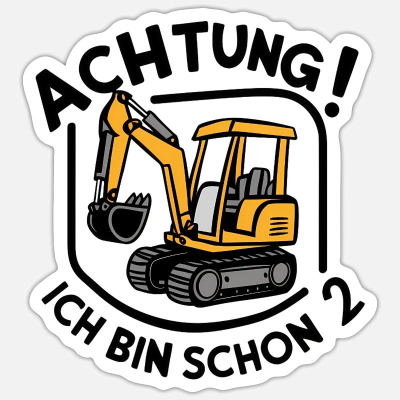 Ich bin schon 2 - Bagger Sticker Größe S (10 x 10 cm)