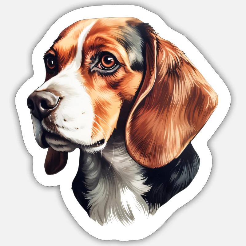 Beagle Head Side View Sticker size S (10 x 10 cm)